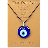 Long tiantian Evil Eye Necklace for Women Evil Eye Pendant Necklace Leather Rope Glass Inspirational Jewelry Birthday Gifts