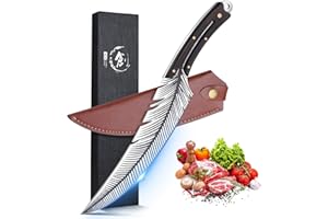 Purple Dragon Sharp Feather Knife Hand Forged Viking Knife High Carbon Steel Butcher Knife Boning Knife for Meat Cutting Japa