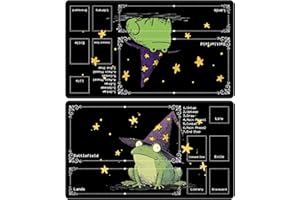 BVDIKMI Playmat for MTG with Zones (2 Pack), Card Game Mat Non-Slip Rubber Base and Stitched, 24 x 14 inch TCG Play Mat for MTG and Other Card Games, Cute Magic Frog