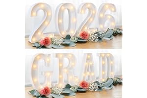 Graduation Decorations 2026 Deals - 8 LED Marquee Light Up Letters 'GRAD 2026' - Class of 2026 Ornaments Sign for Kindergarte