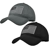 XCFWin 2 Pack American Flag Baseball Cap for Men Women Low Profile US Army Tactical Operator Military Plain Dad Hat