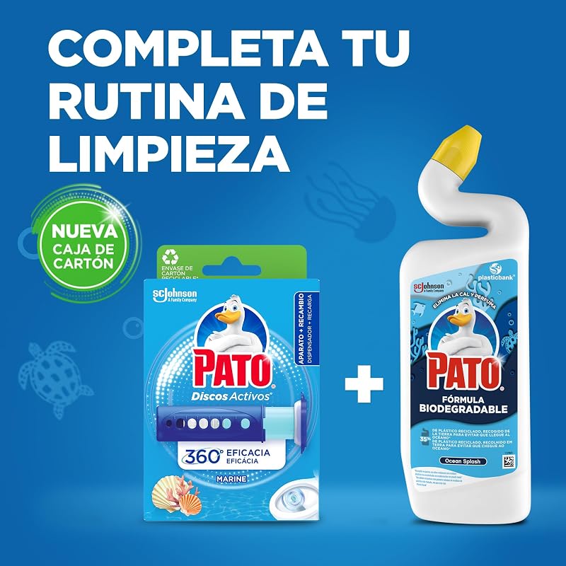 WC ativo discos marinhos, limpa, refresca e perfuma a sanita, eficiência 360°, embalagem 6 recargas = 36 discos