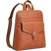 S-ZONE Small Leather Backpack Purse for Women Vintage Casual Daypacks Travel Rucksack Handbag