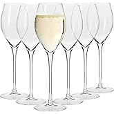 Krosno Large Prosecco Champagne Sparkling Wine Flutes, Set of 6, 9.4 fl oz, Rounded Shape for Ideal Bubbles, Dishwasher Safe, Made in Europe