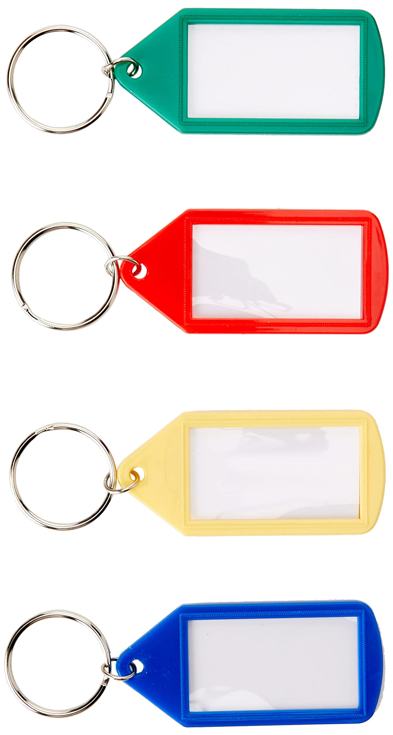 Stephens Keychain, 10 Key Rings with Tags, Assorted Colors, Lightweight Plastic, Writable Paper Inserts, for Keys, Luggage, Memory Sticks, USB Drives