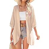 Yekaty Cardigan for Women 3/4 Sleeve Lightweight Summer Kimono Cardigan Loose Beach Cover Up 2026