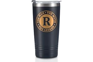 the Man the Myth the Legend Mug with Initials, Monogrammed Stainless Steel Travel Tumbler for Men, Funny Personalized Coffee 