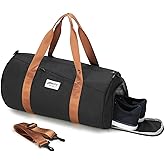 BE SMART Waterproof Mens Gym Bag with Shoe Compartment, Sports Gym Duffle Bag with Adjustable Strap for Men Women, Lightweight Large Sport Duffel Bag for Travel, Sports, Workout(Black/Brown)