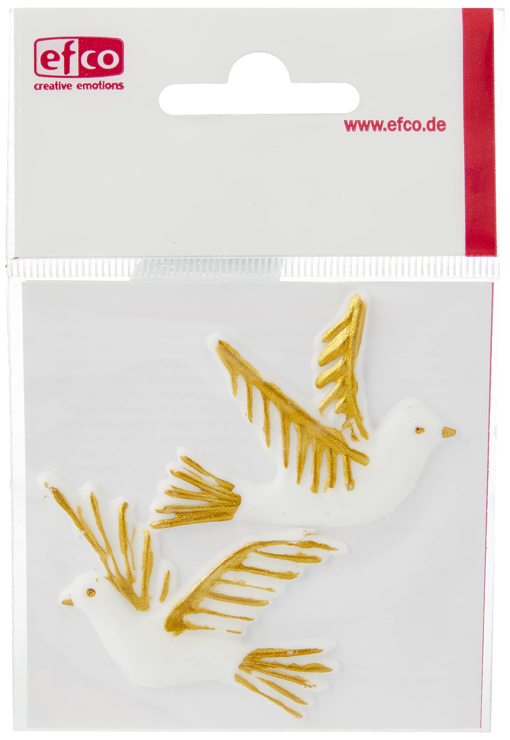 Efco 3532831, Wax Decoration Pair of Doves, Gold / white, 40 x 105 mm, 2 Pieces