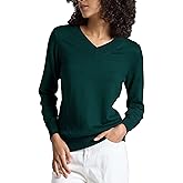 Bgklfeo Women's Long-Sleeve Pullover Lightweight Soft V-Neck Casual Sweater Top