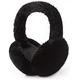 RUIKUNA Winter Ear Muffs Women Fuzzy Earmuffs Faux Fur White Ear Warmers Girls Black Warm Ear Covers Fluffy Cute Pink Large