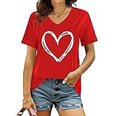 HQP Valentine Shirts for Women Love Heart T Shirt Long Sleeve Valentines Gift Shirt Casual Tee Tops