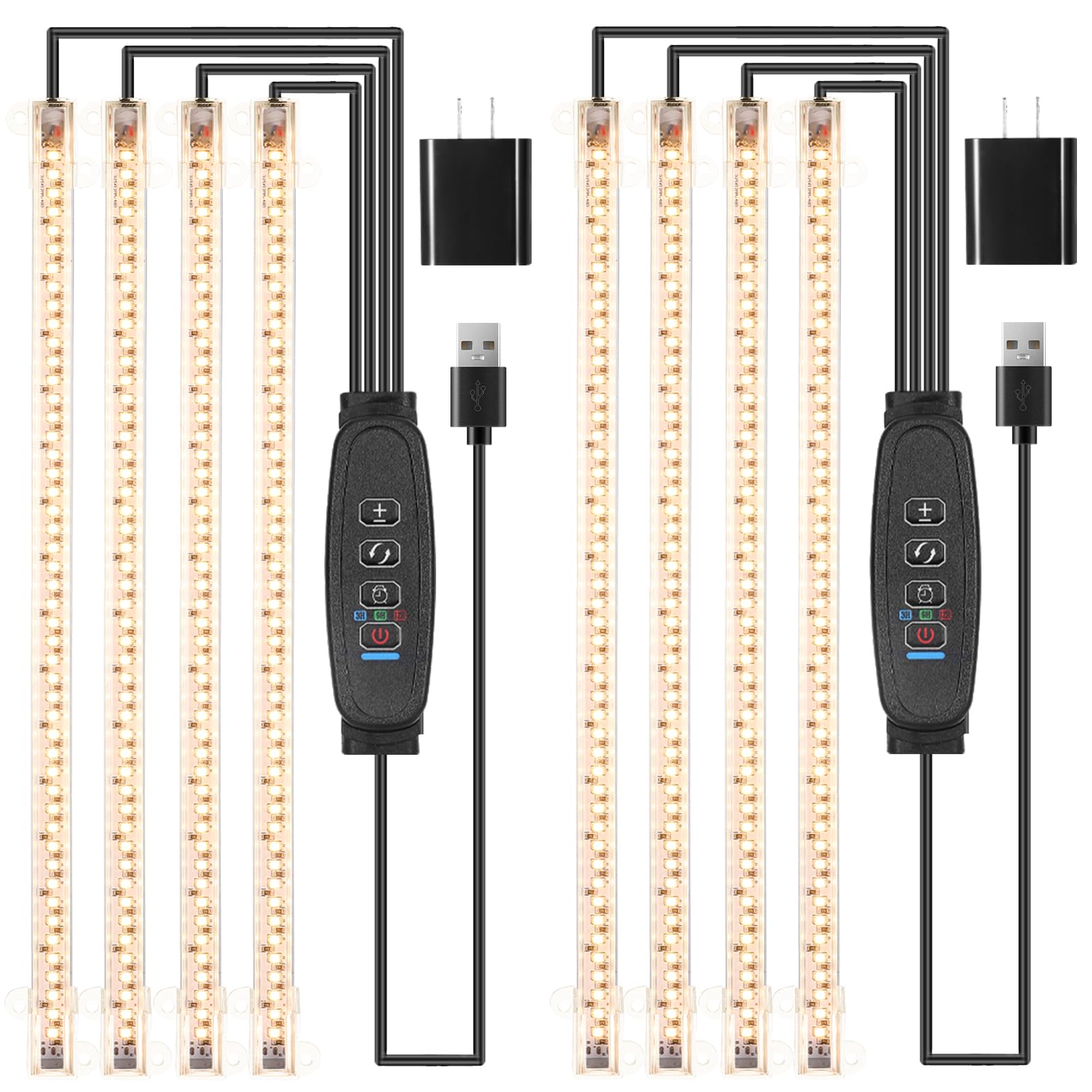 Photo 1 of 13 Inches Plant Growing lamp Strips, Full Spectrum LED 3500K Grow Light for Indoor Plants with 3/9/12H Timer and 10 Dimmable Levels for Green House Hydroponics Succulent and Shelf?4 Head 2 Pack