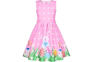 Doxrmuru Easter Bunny Dress for Girls Easter Outfit Sleeveless Bunny Tutu Dress with Colored Belt