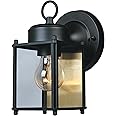 DESIGNERS FOUNTAIN Preston Outdoor Light Fixture, 8 Inch, Exterior Wall Mount Lantern Sconce, Clear Glass Porch Lights for Front Door, Patio, and House Garage, Black, 1161-BK