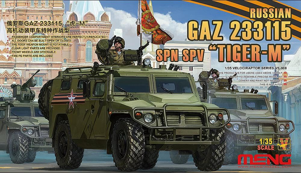 Meng 1:35 GAZ 233115 Russian Tiger M SPN SPV, Model kit, MNGVS-008
