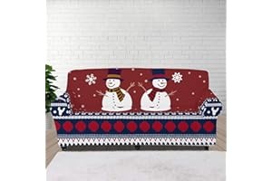 Cugasmaru Christmas Couch Covers for Sofa Snowman Christmas Reindeer Sofa Cover Anti Slip Furniture Protector with Non Skid Foam Elastic Bottom Washable Easy Install Holiday Decor Stretch