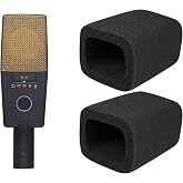 SOULWIT 2Pcs Pop Filter for AKG C414 XLII/XLS Microphone - Black | Mic Cover for AKG Pro Audio C414 XL(II/S) Condenser Microphones