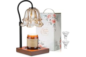 Candeldo Candle Warmer Lamp with Timer: Flower Candle Lamp Warmers for Jar with 2 Bulbs Height Adjustable Candle Lamps Vintage Home Decor Christmas Gift for Woman