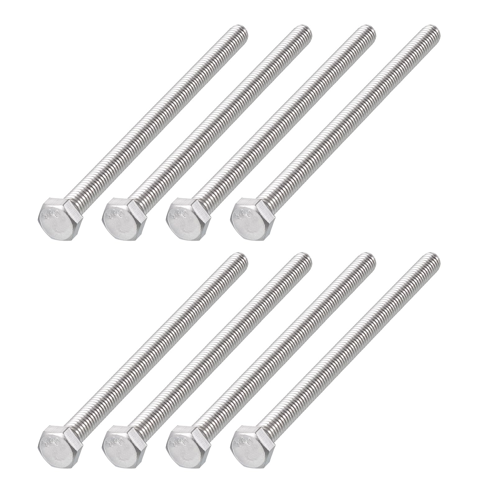 METALLIXITY Hex Head Bolts (5/16-18 x 5-1/2") 8Pcs, 304 Stainless Steel 18-8, Fully Threaded, External Hex Drive, Plain Finish, Hex Head Screw Bolt, Silver — image 1