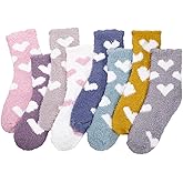 scenicamp 8 Pairs Heart Fuzzy Socks for Women Cute Cozy Warm Slipper Socks Fluffy Home Sleeping Sock for Heart Gift