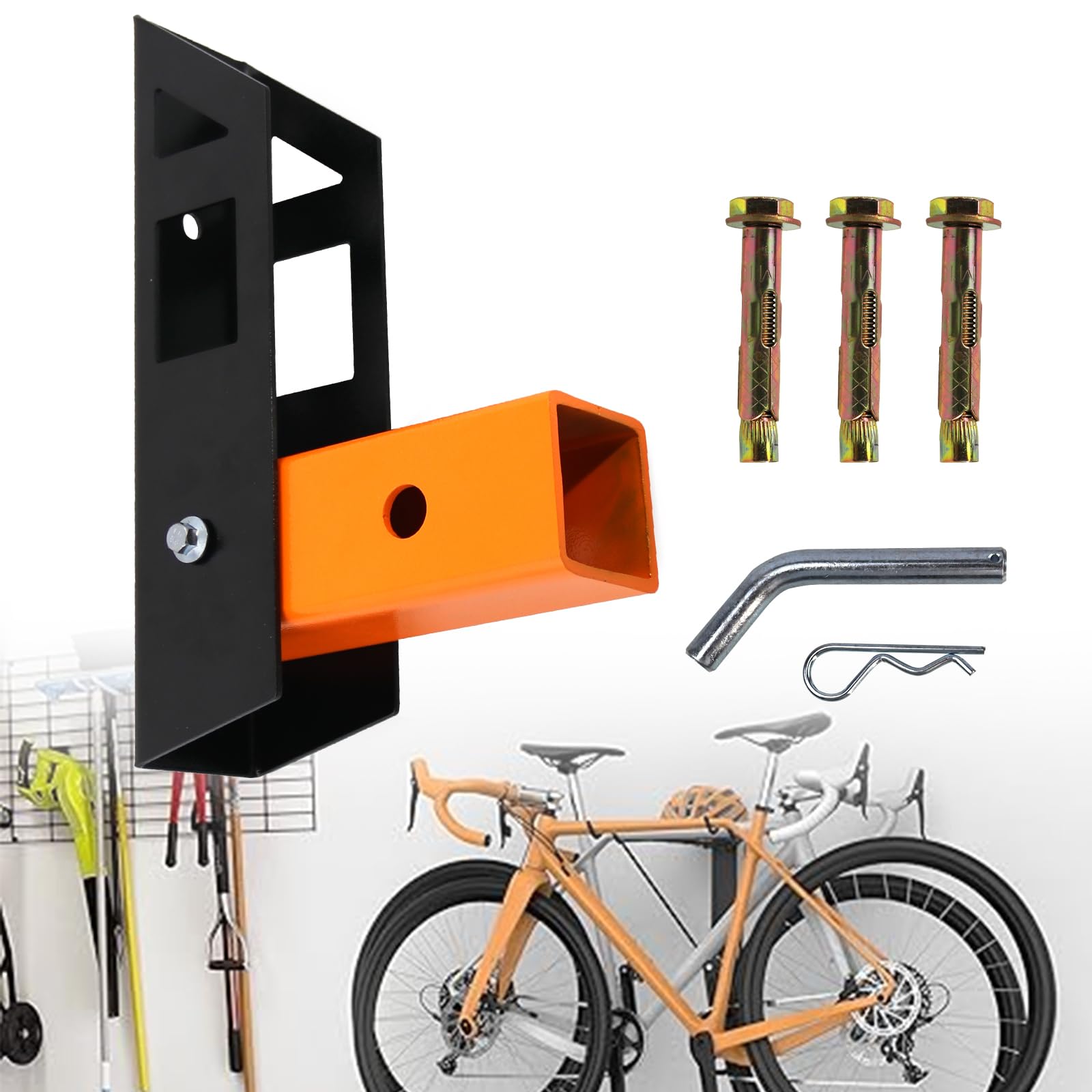 Photo 1 of Frtcaty Adjustable 2" Hitch Wall Mount, Foldable Bike and Cargo Rack Organizer, Trailer Hitch Receiver Storage for Garage, Truck, Lawn Tractor, Max Load 350LBS