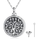 Eusense Cremation Jewelry for Ashes Urn Necklace to Put Ashes In 925 Sterling Silver Memorial Pendant Tree of Life Urn Necklaces for Ashes Necklace for Women Men