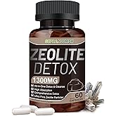 Zeolite Detox Capsules, 1-2 µm Clinoptilolite, Organic Activated Charcoal & Bentonite Clay, Multi-Active Formula for Full Body, Gut & Liver Cleanse, Supplement for Men & Women, 60 Capsules