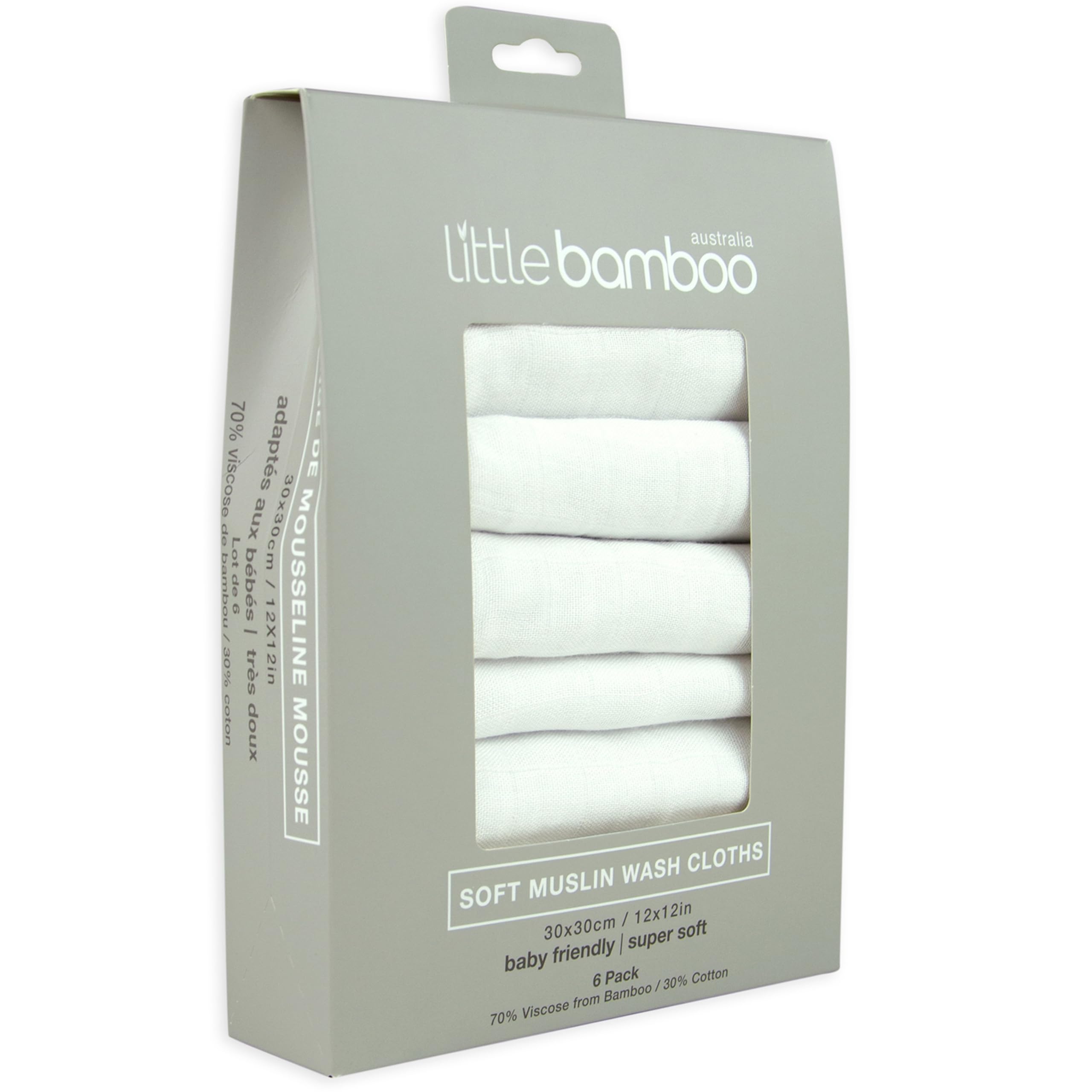 Little Bamboo Muslin Baby Wash Cloths - Pack of 6