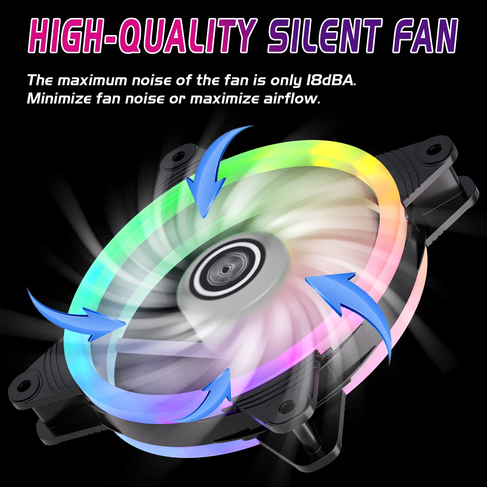DS Computer Case Cooling Fan for PC Cases, 120MM LED RGB Fan Compatible with ASUS Aura Sync or MSI Mystic Controlfor for Water Cooler System or Radiators (2Pack RGB Fans, A Series)