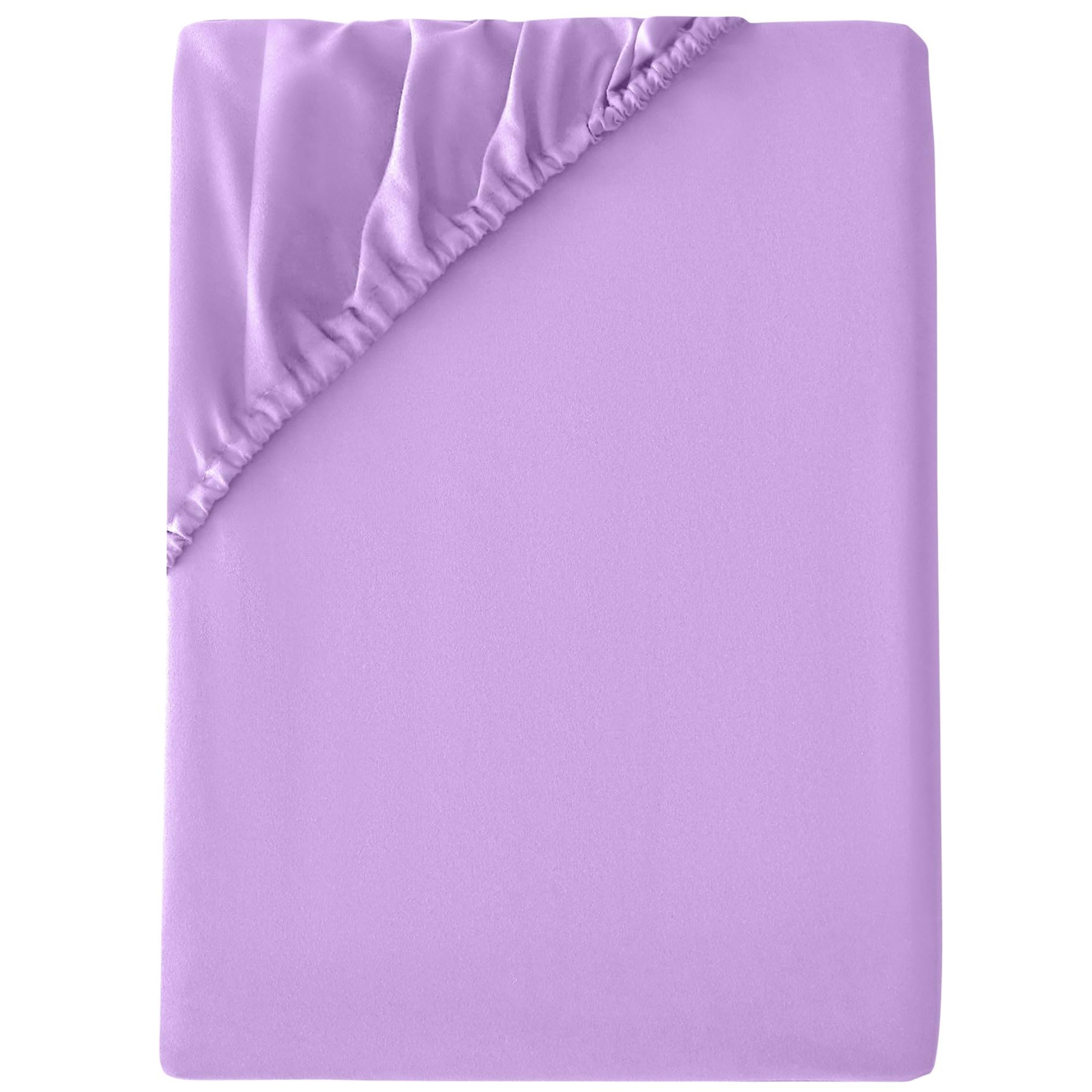 Anti-Allergy Anti-Bacterial Brushed Microfibre Fitted Bed Sheet - 28cm Depth, Easy Care, Fade Resistant (Lavender, King)