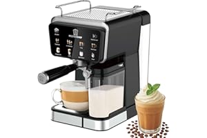 MisterChef 20 Bar Espresso Machine, 1350w Coffee Maker with Automatic Milk Frother, All in 1 Touchscreen for Barista Quality 