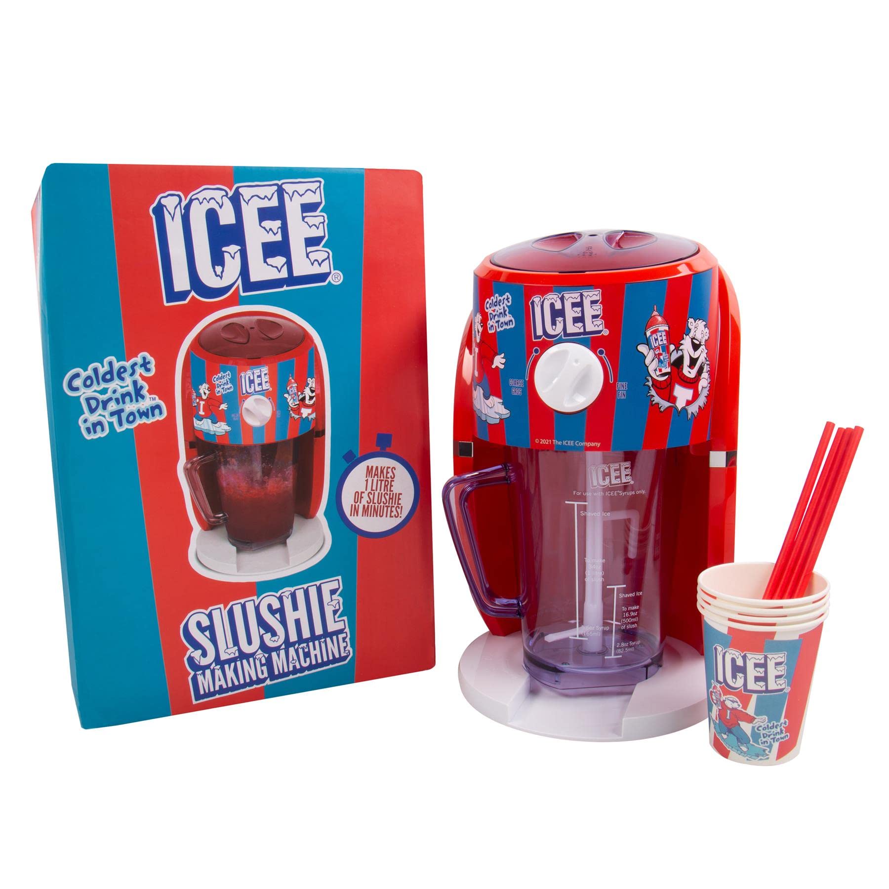 ICEE Snow Cone Machine – Officially Licensed Ice Shaver & Slushie Maker, Frozen Drink Maker for Kids & Adults, Homemade Slushies, Party & Summer Treats, Countertop Appliance
