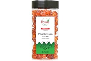 Byait Dried Peach Gum 8 Oz, Approx. 75 Pieces, 桃胶 Tao Jiao, Edible Peach Resin, All-Natural Ingredient for Traditional Chinese Desserts, Drinks, Soups, No Additives