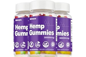 NIUYE 3-Pack Hemp Gummies Extra Strength - 30,000mg High Potency - Rich in Omega 3-6-9 & Infused with Hemp Oil - 3rd-Party Tested - Made in USA