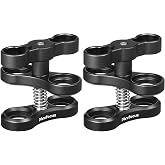 MINIFOCUS 2PCS 1'' Aluminum Ball Clamp Mount for Underwater Diving Light Arms Tray System, Photography Diving Camera, 360&deg; Clip Adapter Bracket for Action Camera Flashlight Arms System