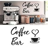 4eN Coffee Bar Decor for Kitchen and Cafe, Wooden Coffee Station Signs with Double-Sided Tape, Coffee Bar Modern Wall Art, Co
