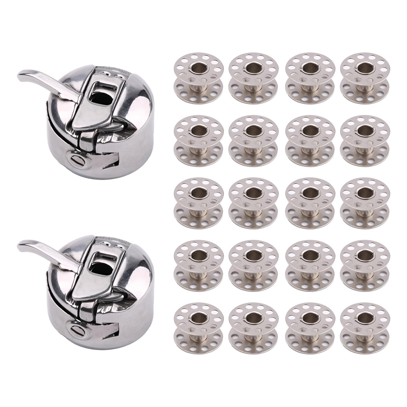 Photo 1 of 2PCS Bobbin Cases & 20PCS Metal Sewing Machine Bobbins Replacement Kit - Compatible with Brother, Singer, Janome, Etc Suitable for Front Loading 15 Class Apparatus