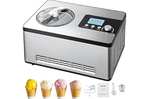 VEVOR Automatic Ice Cream Maker with Built-in Compressor, 2 Quart No Pre-Freezing Fruit Yogurt Machine, Stainless Steel Elect