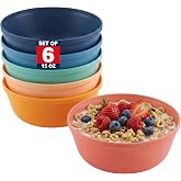 MASTERCOOK Plastic Bowls Set of 6 &ndash; 15oz Multipurpose Deep Plates Salad and Pasta Bowls Ideal for Home, Kids, Parties &ndash; Stackable Bowl for Kitchen &ndash; Non-BPA and Food Grade &ndash; Cute Colors