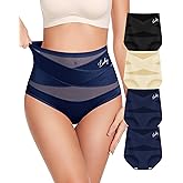 MIOTAN Women's Underwear 4 Pack High Waisted No Muffin Top Tummy Control Ladies Panties Postpartum Briefs Full Coverage