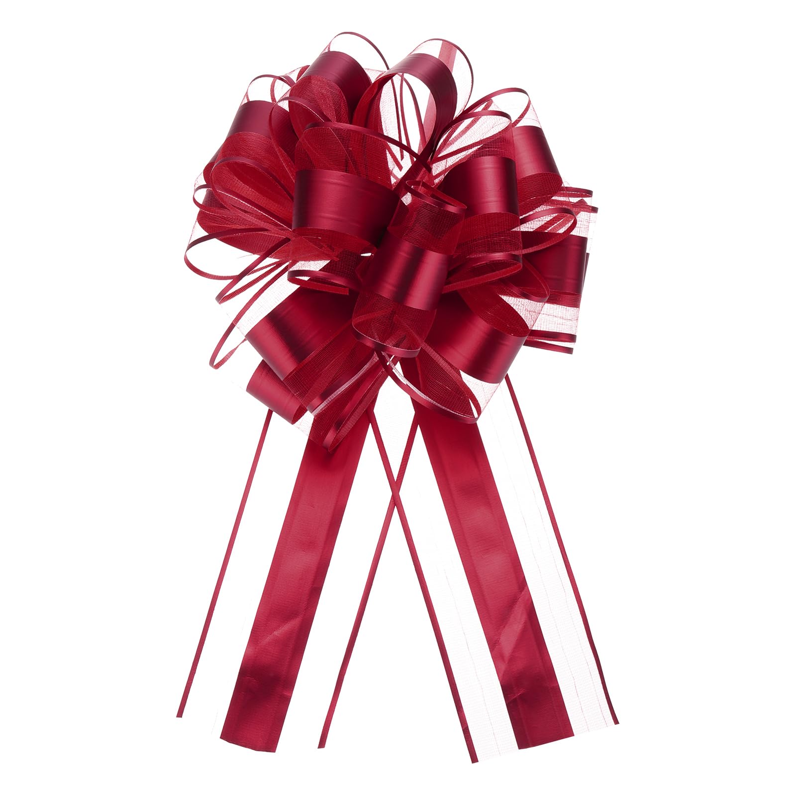 Uxcell 12pcs 11 Inch Extra Large Pull Bow Metallic Gift Wrapping Bows Ribbon Organza Burgundy for Wedding Baskets Presents Christmas Party