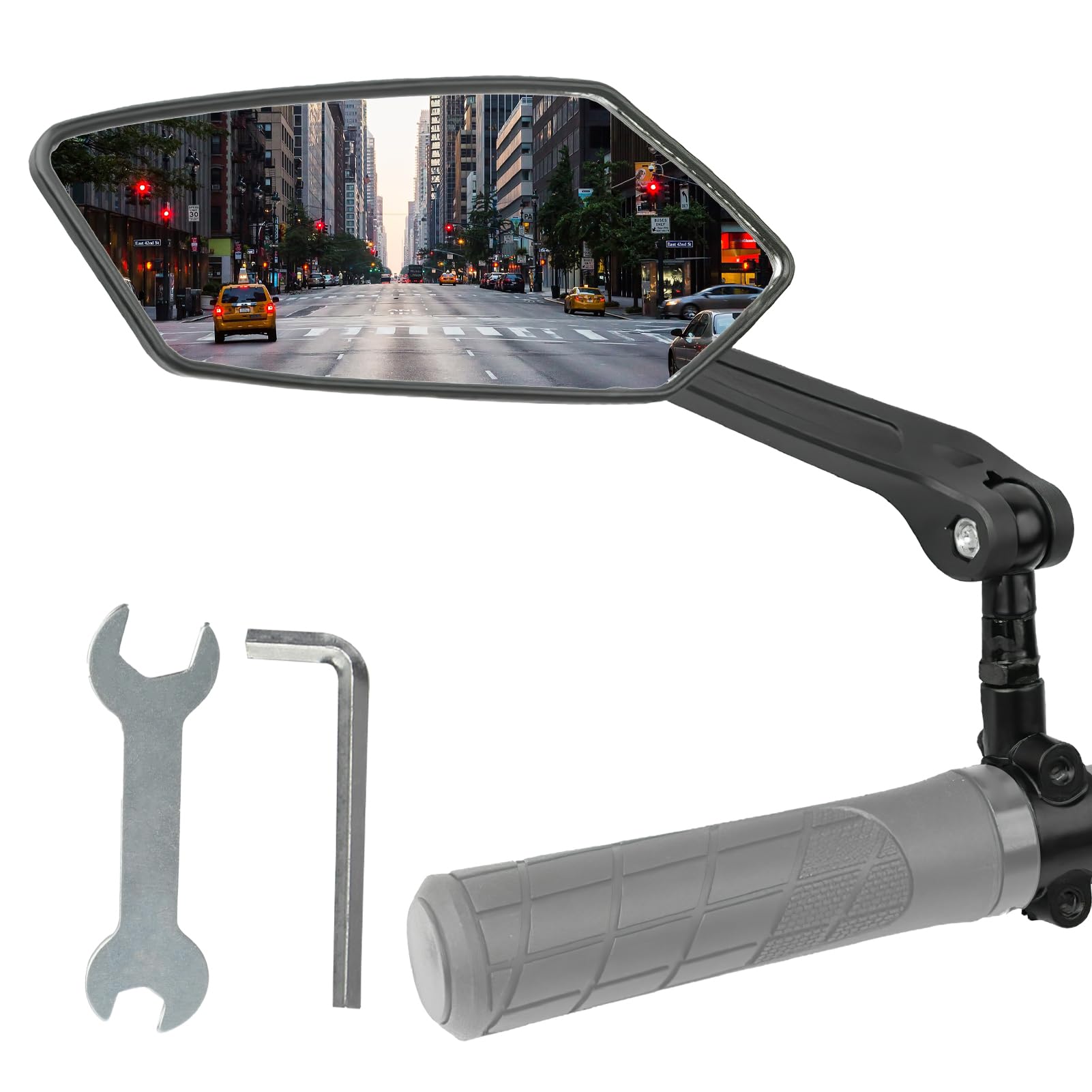 Bike Mirrors, HD Adjustable Bicycle Left Rearview Mirror for 20-24mm Handlebars 360° Rotatable Bike Left Rearview Mirror, Shockproof and Scratch-Resistant for Mountain Bikes, Electric Bikes, Scooters