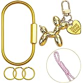 YIMUBREEZ Gold Brass Key Rings, Balloon Dog Keychain for Women, Cute Key Chain, Bag Charms Accessories for Car Purse Backpack