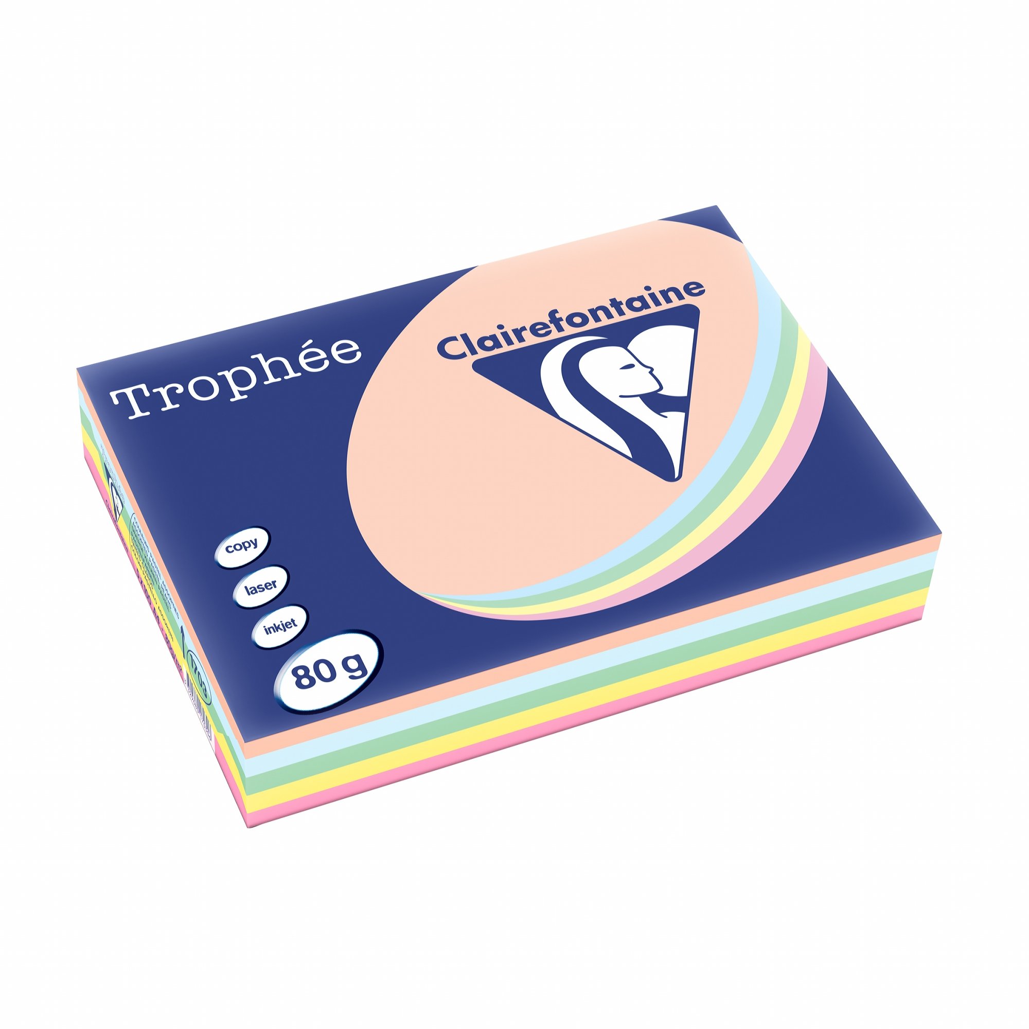 Clairefontaine Trophee 1703C Pastel Paper Assorted Colours 80 g 5 x 100 Sheets
