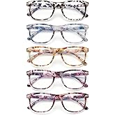 JOLISU 5 Pack Reading Glasses For Women - Stylish Blue Light Blocking Readers -Womens Men Spring Hinge Eyeglasses (3.00)