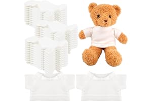 SWAKUTA 30 Pcs White Teddy Bear Clothes Blank Stuffed Animal Shirt Hoodie Sublimation Bear Clothing for 15 Inch Stuffed Bears Dolls DIY (Color Style 1)