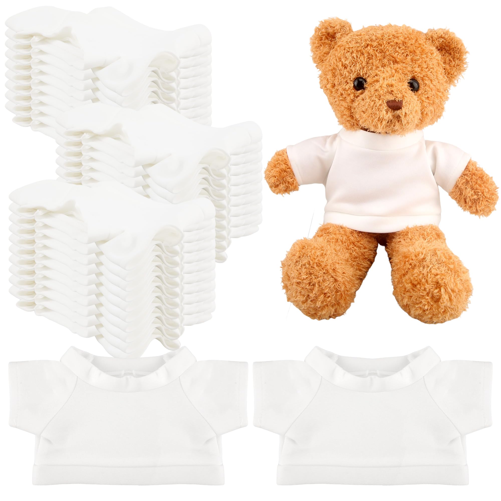30 Pack Sublimation Bear Clothing Blank Stuffed Animal Shirt Hoodie White Teddy Bear Clothes for 15 Inch Stuffed Bears Dolls DIY (Color Style 1)