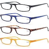 MODFANS Reading Glasses +2.0-4 Pairs Fashion Readers Narrow Frame Spring Hinge for Men Women