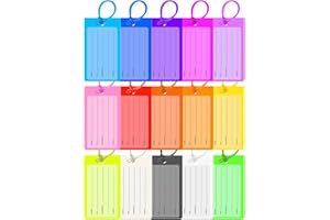 MAROMALIFE 15 Pack Luggage Tags for Suitcases, PVC Silicone 15 Colors Backpack Tags for Kids, Travel Tags for Luggage with Loop and Name ID Label